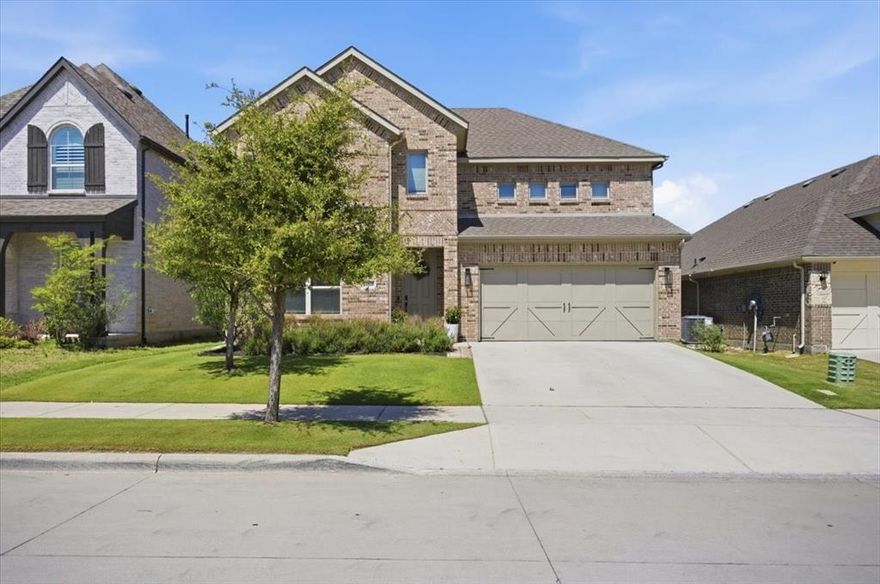 Move-in ready and thoughtfully designed, this spacious home offers a flexible layout with room to live, work, and entertain. The open-concept main living area connects seamlessly to the kitchen and dining spaces, creating an easy flow for everyday living. The private primary suite is tucked away and features a large ensuite bath with dual sinks, a soaking tub, separate shower, and a generous walk-in closet. Secondary bedrooms are well-sized, and the expansive upstairs living area provides versatile space for a media room, playroom, or game room. Step outside to a covered back patio designed for year-round enjoyment. The backyard offers beautiful grass and plenty of room to relax or entertain. Additional highlights include a dedicated office, abundant storage throughout, and a layout that adapts to a variety of lifestyles. Golf cart included with acceptable offer, adding everyday convenience and neighborhood accessibility.