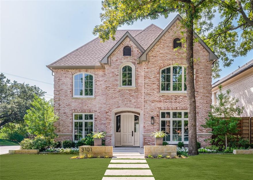 Welcome to 3101 Cornell Avenue, a beautifully updated corner-lot home featuring an oversized three-car garage with 858 SF guest quarters above and a newly turfed backyard with a putting green. This stunning property offers 4 bedrooms, 3 full and 1 half baths, formal living and dining rooms, and a private study with French doors and built-ins. The newly renovated kitchen showcases marble countertops, double ovens, a SubZero refrigerator, gas cooktop, butler’s pantry, and a breakfast bar opening to the family room with views of the backyard. All bedrooms are conveniently located upstairs with the laundry room, including a large primary suite with dual vanities, jetted tub, separate shower, and spacious walk-in closet. Recent upgrades include a new roof, Pella windows throughout, two new Lennox HVAC units, water heater, attic insulation with solar fan, and new landscaping in the front and side yards. Ideally located just one block from the Katy Trail, within walking distance to Armstrong Elementary and SMU, and close proximity to shops, parks, and restaurants, the location is unbeatable.