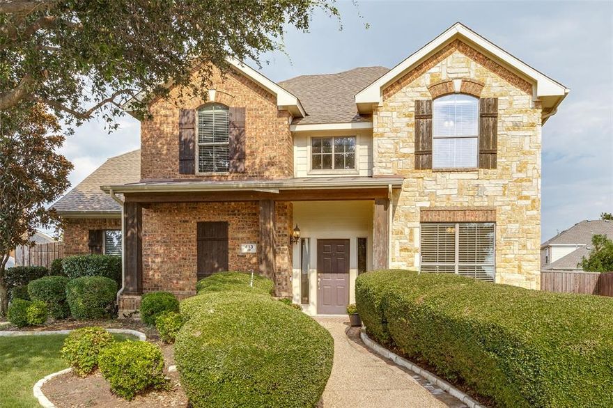 This move-in ready home has been recently refreshed and the seller is motivated! It has a wonderful layout and is nestled in the heart of Maxwell Creek North and highly sought-after Wylie ISD. The large living room is the heart of the home, featuring a beautiful fireplace and a wall of windows overlooking the backyard patio with the kitchen and eat in area close by. The kitchen features beautiful cherry wood cabinets, gorgeous Corian countertops, a gas stovetop and newer Samsung stainless appliances including the refrigerator– perfect for cooking family meals or hosting friends. The generously sized primary bedroom on the first floor features a small nook sitting area, a large closet and doors that open to the backyard patio.  The bonus room with tile flooring off the family room could be used as an exercise room, a library, a homeschool area or an extra TV room.  Retreat upstairs to the huge game room and additional 3 bedrooms with 2 updated bathrooms and a desk area for working from home or studying. The large fenced in back yard with beautiful retaining wall is pool sized and very private.  Patio has gas plumbed to it. Located on a serene street across from a park and near top-rated schools, additional parks, shopping, and dining, this home offers both comfort and convenience. The community also has 3 pools, 2 parks, 2 playgrounds and a beautiful clubhouse.  Don’t miss the chance to make this home yours!