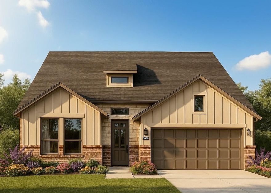 The Jason is a single-story, energy-efficient new construction home in Godley, TX, offering 2,078 sq. ft. of thoughtful, open-concept living. The chef-inspired kitchen features a large center island, 42inch soft-close cabinets, quartz countertops, and a walk-in pantry, flowing seamlessly into the dining and family areas—perfect for everyday living and entertaining. The private owner’s suite includes a spa-style bath with a separate tub and shower, along with a generous walk-in closet. Two secondary bedrooms share a well-appointed hall bath, while a dedicated fourth bedroom features its own private bathroom, ideal for families with older children or multi-generational living. Additional highlights include a cozy fireplace, upgraded door hardware, and LVP flooring throughout all main areas. Located on a cul-de-sac in a USDA-approved community with no HOA, residents still enjoy fantastic amenities such as a splash pad, basketball court, playground, dog station, greenspace, and sidewalks throughout. Conveniently situated just one mile from grocery stores and 40 minutes from downtown Fort Worth, The Jason also qualifies for down payment assistance programs, making it the perfect blend of comfort, convenience, and style.