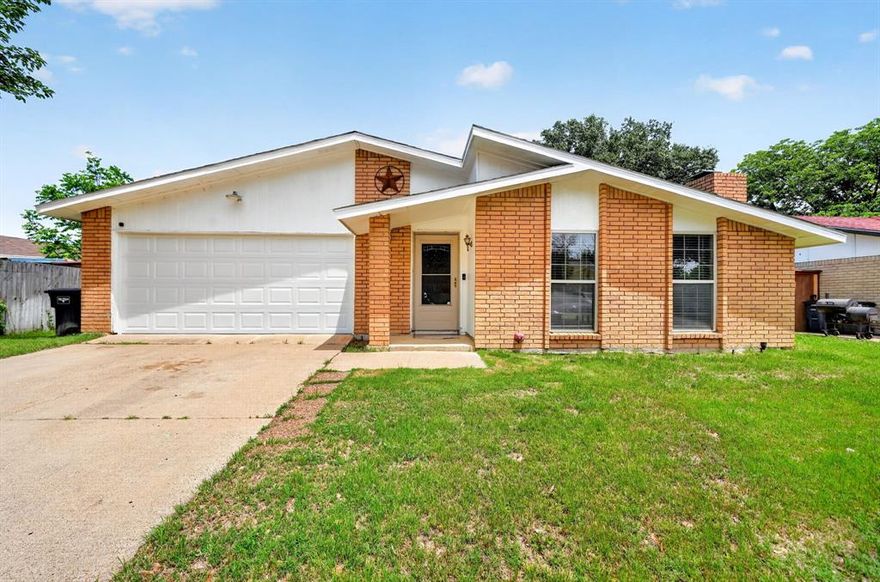 Welcome to this beautifully updated 4-bedroom, 2-bath home in the established Parkwood Estates community of Fort Worth. Offering 2,020 square feet of refreshed living space, this home blends modern updates with a warm, inviting layout designed for everyday living and entertaining. Inside, you’ll find spacious living areas with vaulted ceilings, abundant natural light, and a refreshed painted brick fireplace that creates a stylish focal point. New luxury vinyl flooring flows throughout the home with no carpet, offering durability and easy maintenance. The updated kitchen features white cabinetry and newer stainless steel appliances, including a dishwasher, stove, and microwave installed in 2023. The flexible floor plan includes four generously sized bedrooms, ideal for family, guests, or a home office. The private primary suite offers an updated ensuite bathroom with modern finishes. Major updates provide peace of mind, including a new roof in 2023 and a completely new HVAC system, both inside and outside units, installed in 2023. Outside, enjoy a spacious backyard with room to relax, entertain, or create your ideal outdoor retreat. Conveniently located near shopping, dining, schools, and major highways, this move-in ready home is a fantastic opportunity in a well-established Fort Worth neighborhood.