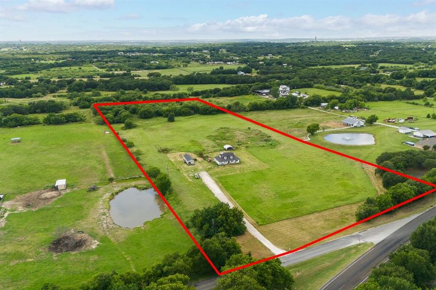 RARE opportunity to find property like this in this area under 1M. 14 ACRES with a House on mostly flat land with endless possibilities. Located OUTSIDE CiTY LIMITS. within Mansfield ISD. The House features wood-look ceramic floors throughout all the main areas making cleaning easy. Carpet in only Primary & Bonus Room.  Has an Open Concept Living, Dining, Kitchen with 2 sitting areas in the Living Room, Granite counters in the Kitchen and Bathrooms, Fresh paint. The Primary Bedroom has a separate room that would be perfect as a 4th Bedroom  Office or Craft room. The house sits in the middle of the property within the front 4 Acres leaving you with plenty of land to do whatever you want. Endless possibilities with this property! NEW ROOF will be put on before closing. 13 Acres are Ag Exempt for HAY-- Great opportunity to either sell Hay yourself or lease the land to someone to sell the Hay.  This property has ENDLESS Possibilities;  Income or Family Compound. **Tiny House will be removed!**