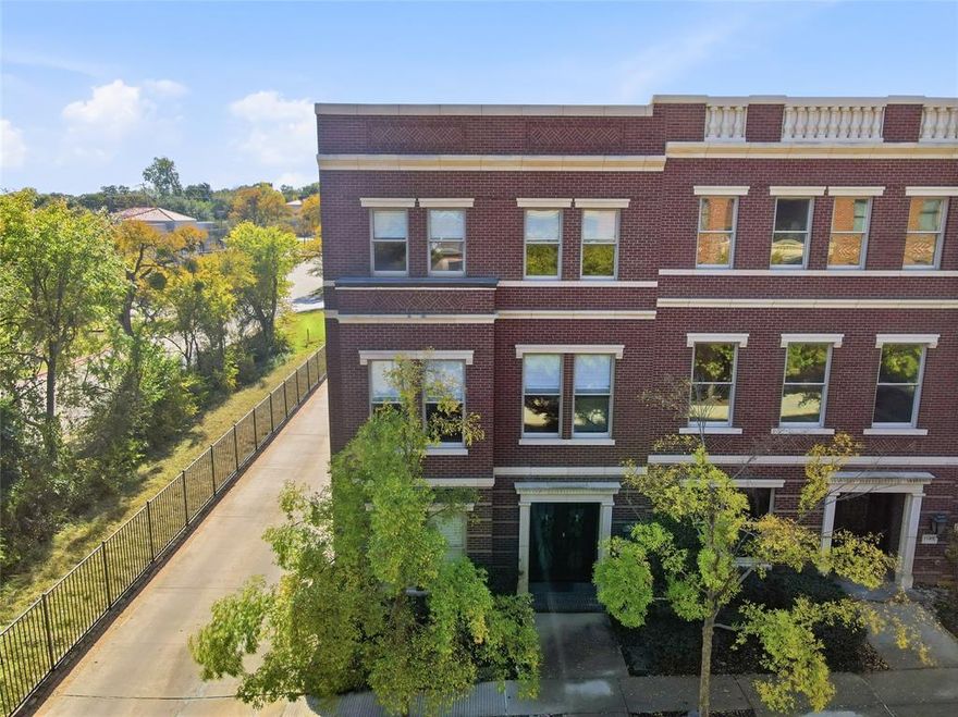 Experience the perfect blend of luxury, comfort, and convenience with this exceptional brownstone in the heart of Southlake Town Square. Offering true lock-and-leave, low-maintenance living, this residence provides an unmatched walkable lifestyle with premier restaurants, boutique shopping, entertainment, and scenic parks just steps from your front door. This beautifully appointed 3-bedroom, 3.5-bath brownstone offers remarkable flexibility, featuring an optional first-floor bedroom or private office, each bedroom complete with its own ensuite bathroom. The open-concept main living area seamlessly connects the kitchen, dining, and living spaces, highlighted by a balcony with a motorized screen overlooking the tranquil courtyard. The chef’s kitchen offers granite countertops, stainless steel appliances, a walk-in pantry, and a conveniently located half bath. Upstairs, the owner’s suite offers a spacious walk-in closet plus a generous flex area—perfect for a home office, fitness space, or additional storage. The laundry room and third bedroom are also located on the same level for added convenience. Enjoy private courtyard access through an automatic iron gate, complete with outdoor lighting and a ceiling fan—ideal for relaxing or entertaining. The oversized two-car garage provides abundant storage options. Natural light floods every level, enhanced by open staircases and stacked closets thoughtfully designed for future elevator installation. This residence truly combines sophistication, functionality, and an unbeatable location. Move in immediately and start enjoying Southlake Town Square living just in time for the holidays!