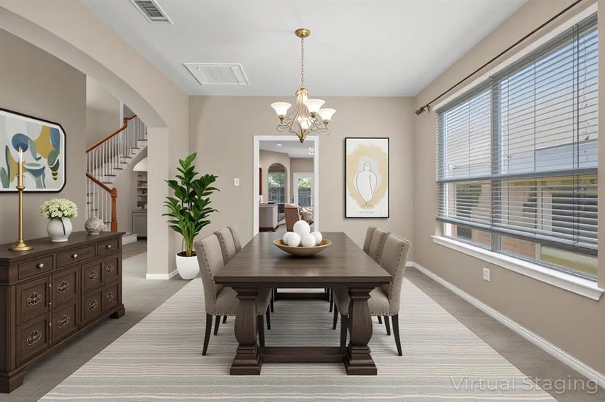 LAYOUT & LOCATION! Welcome to this lovely home tucked in a private gated community of only 16 homes! Just 20 minutes from AT&T Stadium, Globe Life Field, and Six Flags, you’ll enjoy the convenience of nearby entertainment while coming home to a quiet, comfortable setting.
Step inside to find a fantastic layout that makes daily living and entertaining a breeze. The main level offers a formal living and dining area at the front of the home, while the open-concept kitchen seamlessly connects to the spacious family room—perfect for gatherings or cozy nights in.
Upstairs, you’ll discover all the secondary bedrooms along with a third living area that can flex as a game room, media space, or home office to suit your lifestyle. The low-maintenance backyard includes a covered patio where you can relax year-round. Additional highlights include a 4yr old roof and a washer and dryer included for your convenience. If you’re looking for a home with a great layout, modern essentials, and easy access to everything Arlington has to offer, this one is ready to welcome you!