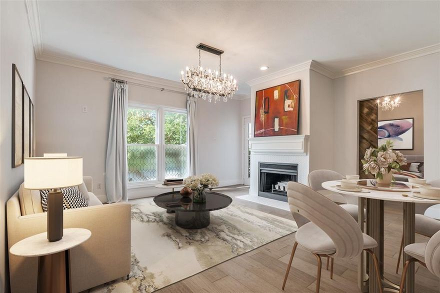 ** 12 MONTHS OF PREPAID HOA DUES ** Welcome home to this reimagined Rawlins Park Condo in the heart of Oaklawn. Features include plank flooring, designer chandeliers, recessed LED lighting, custom storage, fireplace, and a private balcony. The kitchen boasts new cabinetry, quartz countertops, stainless appliances, and vent hood. The bath features a new vanity and sink, bathtub, toilet, and porcelain tile. Enjoy secured entry access and assigned underground parking with storage. The HVAC and electrical panel have been upgraded, along with HOA updates to building security and perimeter fencing. HOA includes water, sewer, and trash. Conveniently located near La La Kind, Starbucks, Eatzi's, Turtle Creek, and Katy Trail. You do not want to miss out on this gem!