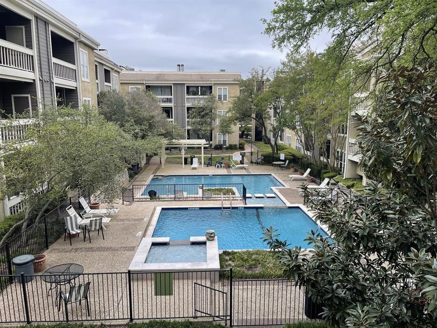 Beautiful, newly painted condo in gated community of the Tollway is move in ready. This unit overlooks the luscious pool area. Offering 2 bedrooms and 1.5 bathrooms. Kitchen has granite counter tops and stainless-steel appliances. Full size washer and dryer included with purchase. Quiet neighborhood, ideal for older, retired folks or remote worker.