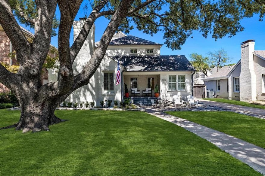 Charming UP traditional on a 60 x 140 lot only a few blocks from Hyer Elementary and HPHS. This home features a formal living area with vaulted ceiling and marble fireplace, dining area, and a family room that opens to the Chef's kitchen. The kitchen features a large center island with breakfast bar and 48 inch Wolf range. The downstairs primary suite offers beautiful built-ins, a walk-in closet, dual vanities and a freestanding air-jetted tub. MIL suite and two additional bedrooms and utility room with large cedar closet upstairs. This home also offers front and back covered porches, a large backyard, electric gate, and a refinished 2-car garage with bicycle barn. Recent updates include both HVAC systems, updated and additional recessed LED lighting and fixtures, reverse osmosis filtration system in the kitchen and front yard landscaping. Convenient location just blocks from shops and dining on Lovers Lane and Preston Center and easy access to the tollway.