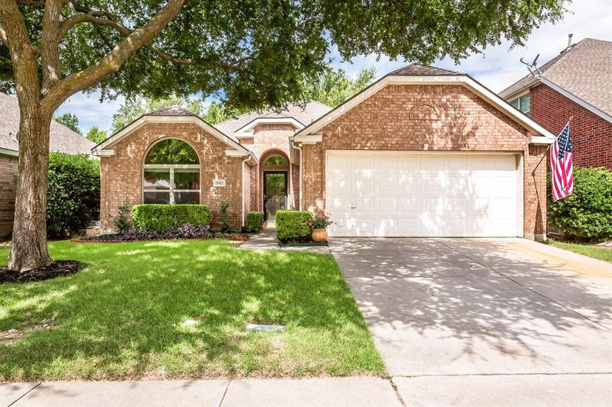 Move-in ready, well-maintained, split bedroom home in the highly-desirable Stonebridge Ranch subdivision. Extensive renovations in 2023 and 2024 including kitchen redesign with gorgeous Brazilian quartzite countertops, Spanish tile backsplash, and soft-close custom cabinetry featuring pot drawers, spice racks, lazy Susans, custom vent-hood and new pantry with pull-out drawers. All new appliances including Frigidaire Gallery gas wall-oven, gas cooktop, microwave and Bosch dishwasher.  New LG fridge and full-size washer & dryer convey with acceptable offer. New LVP flooring throughout and new interior paint. Open concept living featuring cozy gas fireplace with new tumbled rock surround and instant-on gas switch. Completely remodeled primary bath with travertine flooring, huge walk-in shower with safety bars, new double vanity, new mirrors, new lighting and new custom glass shower door. Full sprinkler system. New roof 2019. New Wi-Fi compatible HVAC system 2023. New double pane vinyl windows 2024. New hot water heater 2024.  Full list of updates available in Transaction Desk. The Stonebridge Ranch community features access to excellent schools, community pools, tennis courts, pickleball courts, walking trails, and newly redesigned beach club opening soon. Close to major retail with HEB, Kroger and large park within walking distance. Seller is licensed real estate agent.