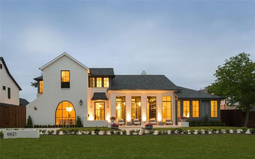 New construction by Heritage Blue Homes, this custom Preston Hollow quintessential transitional stunner is nestled on a 100x165 lot & near shopping & restaurants at Preston Royal-Forest & NorthPark. With impeccable chic interiors & state-of-the-art amenities, the glamorous open floor plan boasts soaring 11 & 13ft ceilings downstairs plus floor-to-ceiling windows yield light on the white oak hardwoods. From the gorgeous lacquered cabinetry & premier appliances in the chef’s marble island kitchen open to the morning room & living room to the exquisite marble, quartzite & artistic tile finishes, this home has a wealth of amenities to offer. The glamorous entertaining areas are ideal for hosting large events & open to 1163 SF of terraces. The downstairs primary suite is a dream with its cathedral ceiling & spa-like marble bath. Don’t miss the show-stopping library, wet bar, downstairs guest suite plus upstairs game room. A sparkling pool illuminates the landscaped backyard at night. 3-car.