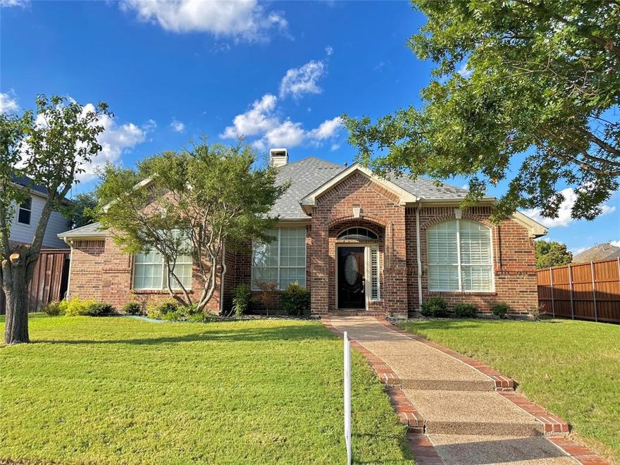Backyard oasis with a sparkling pool! Stunning 4Bedroom single-story home with a sparkling pool located in highly sought-after West Plano and zoned to award-winning Frisco ISD. This inviting residence offers an ideal blend of comfort and convenience, just minutes from Dallas North Tollway, HWY 121, The Star, Legacy West, and premier shopping and dining. Bright open-concept floor plan filled with natural light, featuring a fireplace, brand-new carpet, fresh paint, and updated appliances. Perfect for everyday living and entertaining, while the private backyard with pool creates a relaxing retreat. Enjoy top-rated Frisco ISD schools, easy highway access, and family-friendly amenities in one of Plano's most desirable areas. A perfect blend of style, comfort, and convenience.