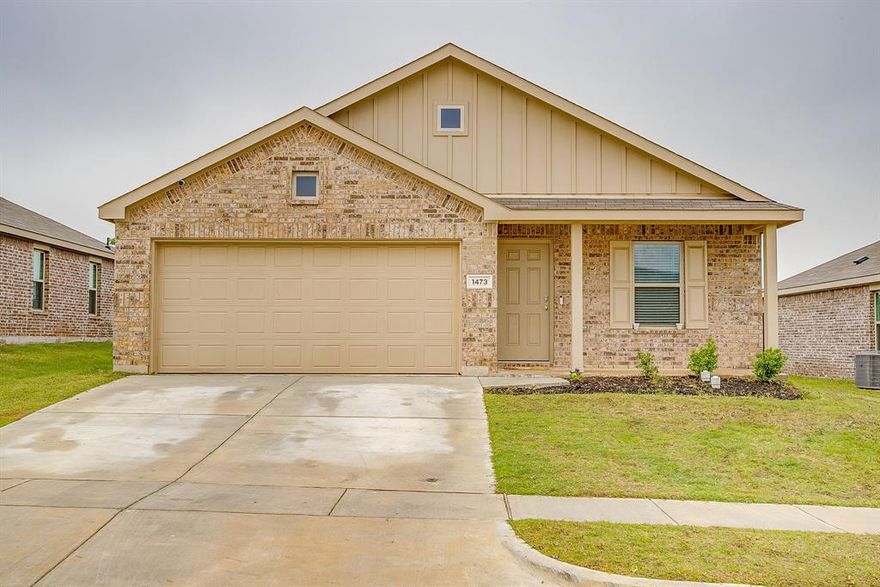 Charming open concept home just minutes to Eagle Mountain Lake and Azle ISD schools. Enjoy peaceful days and nights in this friendly community of Lakeview Estates. Built in 2023, this spacious home features an open 1522 sq ft of living space with 3 Bedrooms, 2 Full Bathrooms, 2 Car Garage, and NO HOA! Fully fenced-in landscaped backyard and covered front porch in the front make it a perfect place to enjoy sunny Texas weather year round. Inside, find ceramic tile flooring throughout in a beautiful neutral gray tone paired with calm nature-toned painted walls. Kitchen and baths feature quartz countertops and chrome hardware. Be sure to check out the floor plan in the listing photos! This property is clean, turn key, and waiting for you to call it home!