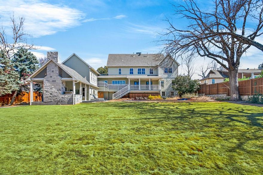 One of the best locations to call home in all of Fort Worth on Highview Terrace AND backyard is perfectly positioned at the end of Country Club Circle so you can walk out your gate for a straight shot to the club!  This 1940's New England style home exudes classic Hampton vibes on almost a half acre AND NOW with a 2023 addition including a large guest suite (on main level with exterior entrance) + kitchenette & bath (555 sqft).  Also the addition extends the walk-out basement level to now offer an office or billiard room (570 sqft) flanking the pool, outdoor shower and a huge outdoor vaulted porch (460 sqft) with automatic screens, fireplace, gas grill making another special gathering area for the home.  The front of this home is anchored with old growth Live Oaks adding a distinctively Texas charm to this timeless home.  The back yard is the show stopper with a spacious Zoysia lawn, newer stained wood perimeter fencing and an enviable open large yard.  The home is generous in bedrooms and space!!!  Some of the special features include: operable wood windows throughout the home, 2 half baths on the main level, a 2 car functional garage with tall ceilings, most of interior with classic wood floors, a back kitchen off the main kitchen also a part of the 2023 addition.  The newly added billiard room or office is easily accessible from the front by a side gate near the garage and would work well for a client facing office welcoming guests without going thru the home.  If the room is used as a recreation space with pool & ping pong...the same works for parties and events!  NOT included in the square footage is an unfinished basement (more than 1000 sqft) with drywall, wood windows, a full bath, half bath and a room perfect for exercise, yoga, or even adding a sauna...and so much storage space.  All in, the total heated and cooled square footage of the home is 6650 sqft making is much less per ft and a great opportunity!  Great front porch with swing and rear balcony!!