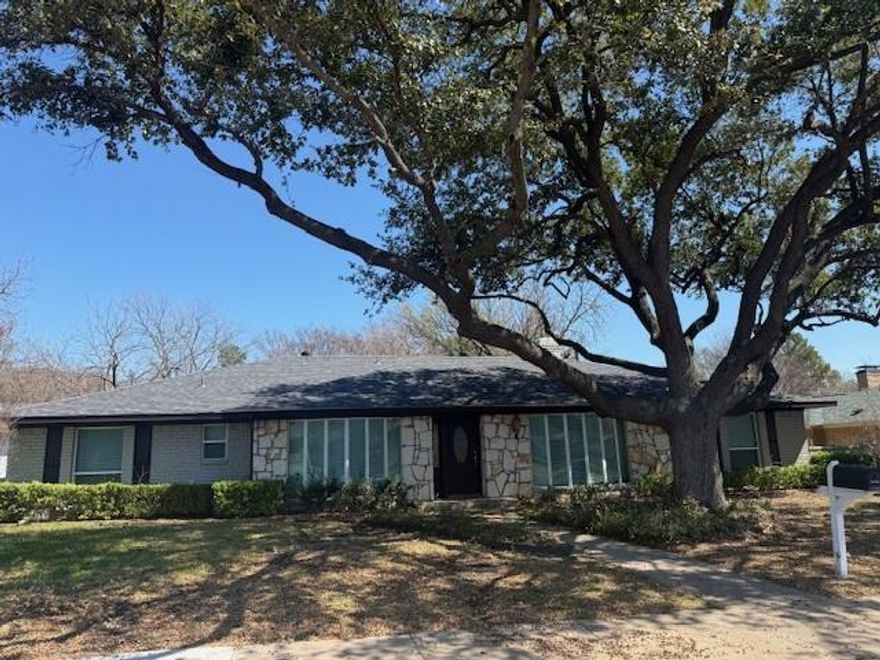 Excellent location in desired Prestonwood & Richardson High School area! Just off Hillcrest on Divided side road. Value priced for a move in ready home with the option to add your personal style in remodeling.  Stunning updates with Stone Rock elevation on front exterior and stacked stone around fireplace.  Beautiful Hardwood floors in dining, formal living area and family room, travertine flooring in wet areas with granite countertops throughout the home. Large covered slate patio with privacy fence, such a beautiful home and great location. A must see!