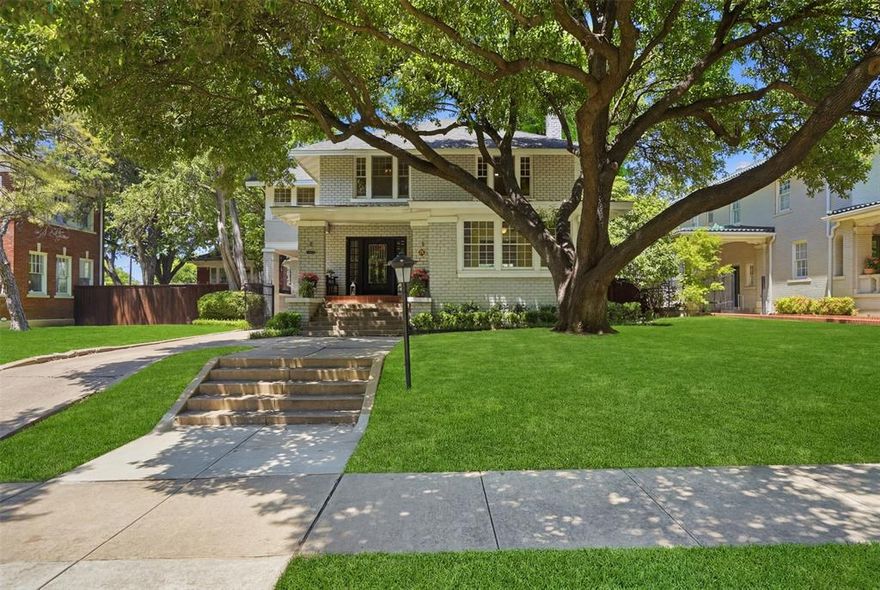 Situated on one of Fort Worth's most desirable streets, 1208 Elizabeth brings charm, history, and a perfect place to immerse yourself into a community- focused neighborhood known as Ryan Place. As you walk in the doors from the front porch you have a nicely sized entry way leading to a large living area with a fireplace and beautiful built-ins. A once closed in porch remains offering a flex room or possibility to open it up for a larger porch. Off of the living room is an expansive dining room with large windows overlooking the beautifully landscaped yard with a deck for entertaining and a large pool. A quaint breakfast nook sits right off the kitchen leading to the deck. Four true bedrooms and two bathrooms reside upstairs with an additional flex room with plenty of natural light creating a great reading or hobby room. The partially finished basement is an ideal second living option with a full bath that has an entry point close to the pool. Above the 2-car garage is a guest apartment with a full bath and kitchenette and is approximately 480 sq ft. and is not including in total square footage. This is a great family home in a wonderful location welcoming personal touches to make it your own!