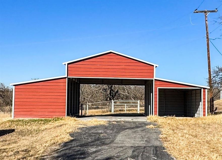 This property strikes the perfect balance—offering generous space in both the home and the land without feeling overwhelming or unmanageable. Located outside of Eastland, TX, this 3 bedroom, 2 bath home sits on a beautiful stretch of land overlooking a small pond.
The spacious den, complete with a separate laundry room, is conveniently located off the kitchen and provides plenty of room for relaxing or entertaining. The master suite boasts two oversized walk-in closets and an ensuite bathroom with double sinks.
Step outside and enjoy the lengthy front porch or unwind on the back deck—both perfect for experiencing nature at its best. A storage building and a drive-through, horizontal-roof barn add extra value, offering ample space for tools, equipment, or hobbies.
With just a little TLC & updating, transform this property into the country retreat of your dreams.  Pictures coming soon.