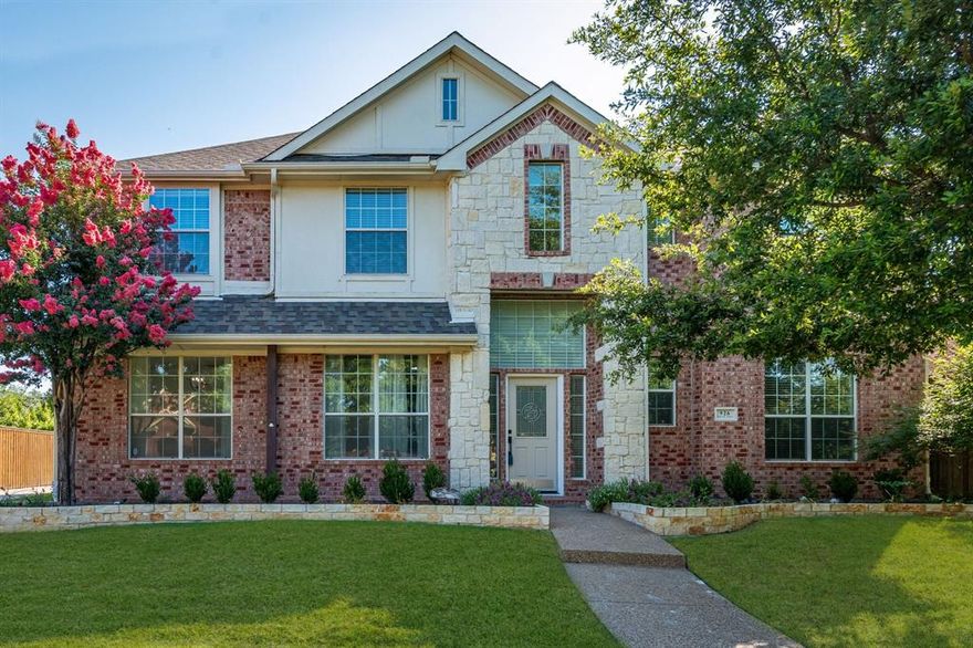 WELCOME HOME! This elegant updated five-bedroom home is amazing in & out with a DREAM BACKYARD. Inside, you’ll find an open, bright layout with a two-story entry, sweeping staircase with iron balusters, gorgeous flooring, neutral colors, formal living & dining rooms, plus a STUDY. The spacious family room with corner fireplace overlooks the kitchen which features a center island, GRANITE COUNTERS, beautiful wood cabinetry, a planning desk, & walk-in pantry. The secluded owners retreat has separate vanities, garden tub, and a frameless glass shower. Upstairs boasts a large game room, an adjacent MEDIA ROOM,  & 4 secondary bedrooms. STAYCATION in your backyard featuring a large covered patio, SPARKLING POOL, separate hot tub, grass play area, and a tall privacy fence. Recent upgrades include a 2 BRAND NEW HOT WATER HEATERS-Nov 2025, NEW HVAC SYSTEM WITH NEW DUCTWORK, new flooring, fresh interior paint, updated landscaping, Tesla charger and extending the patio. Perfectly located just steps from the AVIARY PARK with a playground, sports courts, & walking trails. Excellent Plano ISD. Close to shopping and restaurants.