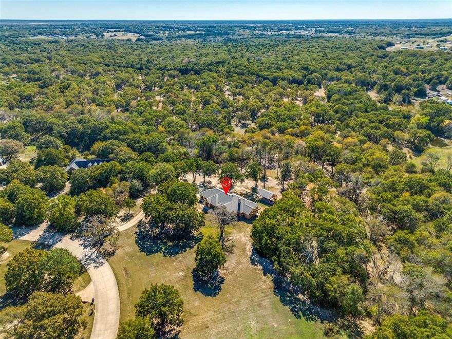 Welcome to your dream home in the established Shady Meadows neighborhood, where mature trees and a 2.653 acre lot create a private, peaceful setting with beautiful curb appeal and NO HOA. This custom built single story residence offers plenty of space both inside and out, with room to enjoy, expand, or build to suit your lifestyle. Inside, you will find four spacious bedrooms plus a versatile study, ideal for a home office, library, or potential fifth bedroom. The open foyer leads to a formal dining room, perfect for hosting gatherings, and flows into the inviting family room with a cozy fireplace. The kitchen is well appointed with granite countertops, a large island, stainless steel appliances, and abundant cabinetry. The expansive primary suite provides a private retreat with dual vanities, a jetted tub, walk in shower, and generous walk in closet. Outdoors, the backyard offers ample room for play, entertaining, parking multiple vehicles, or adding a workshop or additional storage. Three additional bedrooms offer space for family or guests, while the three car garage adds even more flexibility. Enjoy the rare combination of privacy, space, and comfort in a thoughtfully designed, move in ready home.