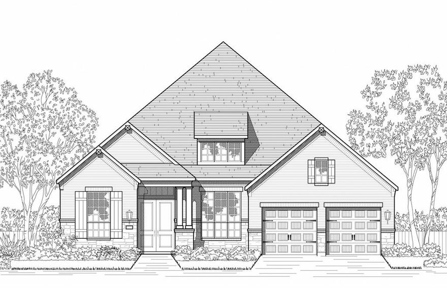 MLS# 20466628 - Built by Highland Homes - Ready Now! ~ Gorgeous one story home located in Pecan Square. Custom cabinetry and quartz in kitchen and primary bath. Beautiful warm fireplace in the family room. This home offers a flex space for second study, play room, or craft room!