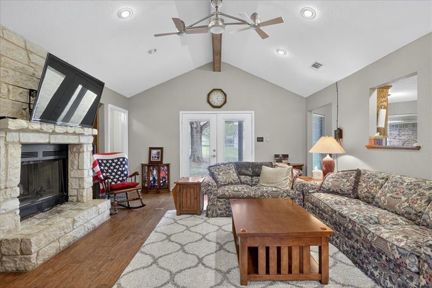 Spacious home with 2 primary bedrooms with their own private baths. Primary #1 bath has recently been completly redone with a walk in shower built for two. Saves water! #2 could be a home office, study, teen room with a private entrance. Home has 2 other bedrooms, large living room with wood burning FP, large galley kitchen with a breakfast area, lots of counter space, appliances replaced about 2 years ago, DOUBLE CONVECTION OVEN!, built in microwave, solid surface tops with tile backsplash. Formal dinning room, large laundry room and many other desired features. Fenced front and back yards, 3 sheds, and get this, an approx. 1200 sq ft unfinshed building that could be a large shop, dance studio, craft gallery, in-laws quarters, guest house or rental. Let your dreams and desires plan the finishout. Rough-in electrical and plumbing are started. Its dried in with a metal roof, just finish the interior to suite you. Animals are welcomed at this country feeling home with modern conveniences. 45 mins to Dallas on Hwy 175. City of Kaufman about 8 miles west and Kemp, Cedar Creek Lake about 15 mins east. Cedar Creek Lake is said to be the 4th largest lake in Tx. Plenty of boating, recreation, resteraunts, close to schools, churches, and Hospitals, in a country atmosphere. So don't hesitate, come on down.