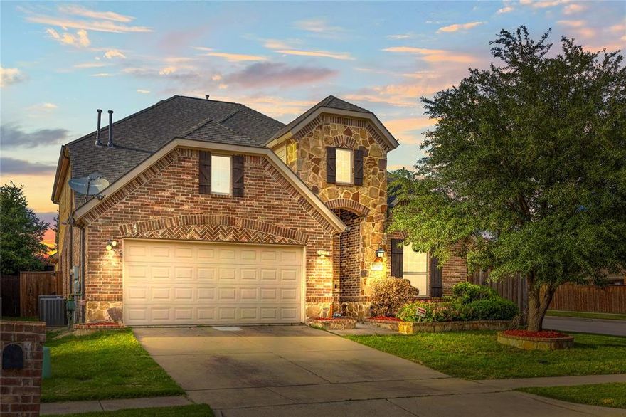 Spacious 5-bedroom, 4-bathroom home situated on a large corner lot in The Heights at Westridge, zoned to highly rated Frisco ISD schools. This beautifully maintained residence offers nearly 3,500 square feet of thoughtfully designed living space, providing comfort and functionality for everyday living and entertaining.

The open-concept layout features wood flooring, oversized tile, and a spacious living area highlighted by a striking stone fireplace. The kitchen is designed for both style and convenience, showcasing granite countertops, stainless steel appliances, a gas cooktop, walk-in pantry, and abundant cabinet and counter space.

The primary suite, located on the main level, offers a private retreat with a spa-like bathroom featuring dual vanities, a soaking tub, separate shower, and dual walk-in closets. Secondary bedrooms are generously sized and offer flexibility for guests, a home office, or hobbies.

Upstairs, a large game room and separate media or bonus room provide additional living and entertainment spaces. With two dining areas and two living spaces, this home is well suited for gatherings of all sizes.

Step outside to a covered patio overlooking a spacious backyard, ideal for outdoor dining, grilling, or relaxation. The Heights at Westridge community offers amenities including a resort-style pool, park, playground, greenbelt, and walking trails.

Conveniently located near major highways, shopping, dining, and entertainment, this home delivers an excellent balance of space, style, and location.