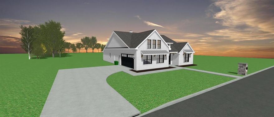 Brand New and ready by April. Beautifully designed single-story home with four bedrooms two baths and two car garage. Spacious living room with wall of windows overlooking tree line, open kitchen with quartz, custom cabinetry that leads into a naturally bright nook and corner walk in pantry. Ensuite bedroom and bath tucked away with decorative features, oversized luxury shower his and her sinks and walk in closet. Farmhouse style with traditional touches. You will love this layout and view from every back side of house. Designed with you in mind.. light and bright, high ceilings, modern custom double doors that lead into this breathtaking home.