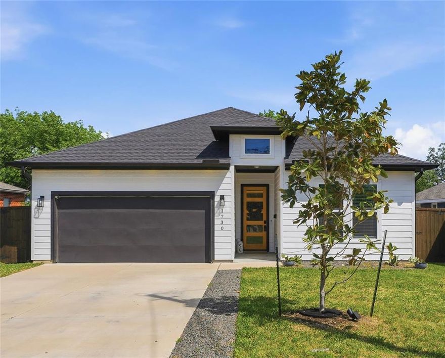 Captivating single-story new construction in Commerce Heights, one of West Dallas's most sought-after pockets. Minutes from downtown, Bishop Arts District, and Trinity Groves.

Built in 2023, this 4-bedroom, 2-bath home offers 1,826 sqft of thoughtfully designed living space with a modern open layout. The kitchen features granite countertops, custom cabinetry, and a generous island perfect for entertaining; complemented by sleek, low-maintenance luxury vinyl plank flooring throughout the main living areas.

The spacious living room anchors the home with abundant natural light and an effortless flow to the kitchen and dining areas. The primary suite is a true retreat: a 14x15 bedroom with a spa-inspired ensuite featuring a garden tub, separate walk-in shower, and oversized walk-in closet.

Enjoy vacation style amenities in your own backyard with a privacy fence and covered porch that offers multiple seating areas - perfect for summer cookouts and late night gatherings around a fire pit. 

Three additional bedrooms provide flexible space for a home office. Attached 2 car garage.

This location is unmatched for the price point: 10 minutes to the energy of Bishop Arts, under 15 minutes to downtown Dallas, and steps from the Trinity River trail system's 8+ miles of hike-and-bike paths. Contemporary fiber cement siding and a composition shingle roof mean years of worry-free ownership, all with no HOA.

This is turnkey modern living in one of Dallas's fastest-evolving neighborhoods.