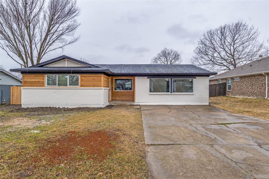 Fully renovated and move-in ready, this four-bedroom, two-bath home offers a fresh, modern feel with an open and functional layout. Updates include luxury vinyl plank flooring, fresh interior paint, recessed lighting, and large windows that bring in abundant natural light. The kitchen features white cabinetry, quartz countertops, an oversized island, and stainless steel appliances, making it ideal for everyday living and entertaining. All four bedrooms are well-proportioned, and both bathrooms have been updated with contemporary finishes. A new roof adds peace of mind, and the spacious backyard provides flexibility for outdoor enjoyment. No HOA.