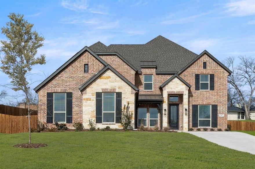 MLS# 21120812 - Built by First Texas Homes - Ready Now! ~ Discover this stunning brick two-story home on an oversized lot, featuring 4 bedrooms, 4 full bathrooms, and a 3-car garage. The elegant curved staircase with wrought iron railings welcomes you into a spacious 4,003 sq ft layout, including a dedicated gym, private study, large game room, and media room. The gourmet kitchen boasts a California island, double oven with 5-burner cooktop, butler’s pantry, and walk-in pantry connecting to the dining area. Enjoy full sod front and back, gutters, and a sprinkler system. Schedule your tour today—this exceptional home won’t last!