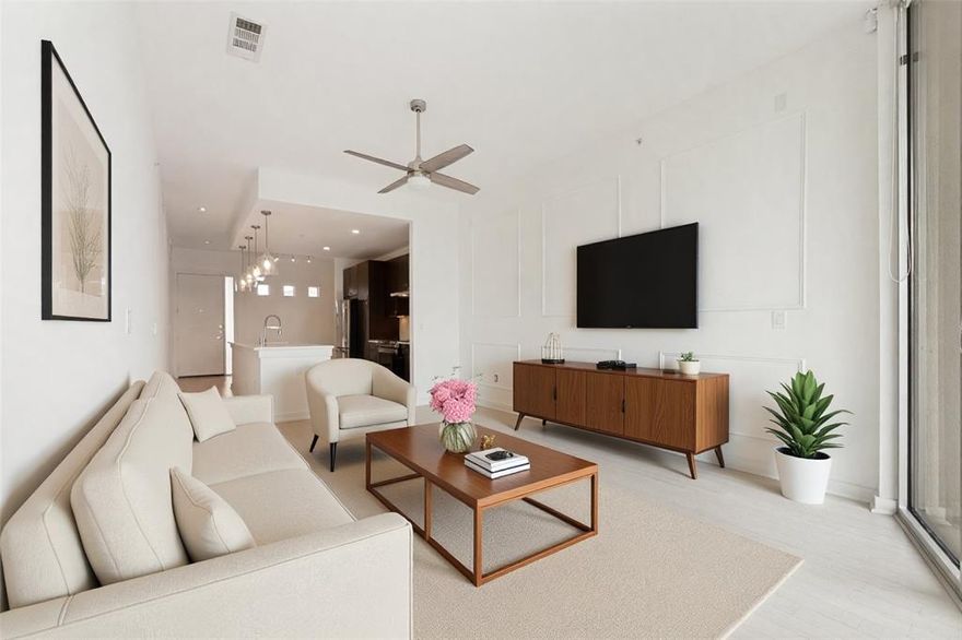 Welcome to this stunning top-floor condo in the heart of Uptown at Mercer Square, offering sophisticated finishes, thoughtful updates, and beautiful views of McKinney Ave. This completely updated, light-filled home features an open floor plan with tall ceilings, large windows, new wood flooring, large primary suite and a private balcony perfect for enjoying the city atmosphere. The home has been thoughtfully updated with a fully renovated primary bathroom, beautiful engineered hardwood floors throughout, fresh paint in every room, living room & dining room molding, and a custom closet system in the primary closet. The kitchen is designed with style and convenience in mind, featuring brand new granite countertops, stainless steel appliances, including a new stove, decorative lighting and a chic modern backsplash. Additional highlights include window treatments, assigned & gated parking, secure entry & pool ideal for entertaining. Located in one of Dallas’ most walkable and vibrant neighborhoods, Mercer Square offers the ultimate Uptown lifestyle with dining, shopping, entertainment, and everyday conveniences just outside your door. This is urban living at its finest.