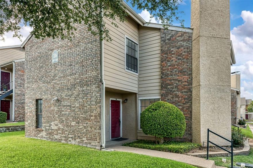 Updated North Dallas Condo with convenient location off Dallas North Tollway! Nestled inside a gated community with club house, pool, spa, and beautiful landscaped brook area, it is within Plano ISD. This two story condo rests on a grassed corner lot with plenty of guest parking available in front. Featuring a private primary bedroom with on suite bath and walk in closet! Kitchen, dining, living area with vaulted ceiling, and half bath conveniently located downstairs. Patio area has small fence with outside storage closet. Condo upgrades feature luxury vinyl plank flooring, granite counters in kitchen, new fixtures, Private luxury barn door to primary bedroom, freshly painted, shampooed carpet, and updated lighting features. Reserved carport parking number 180 conveys with condo. Washer, Dryer, and refrigerator also for sale. HOA covers Water, Sewer, clubhouse, pool and spa, and all common areas maintenance. Seller disclosure available on MLS Supplements.