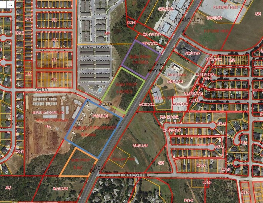 Owner Finance Option.  Large Retail Development Tract ready for a Strip Center, Individual Pad Sites, Self Storage, Office.Warehouse, Mixed-Use.  Zoned GR with all utilities to the site and ready to Build.  Surrounded by new Retail, Multi-Family, and Single Family Homes.  Tract 3 on the attached Site Plan