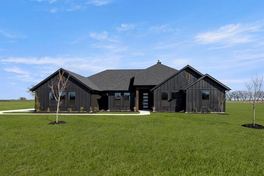 MLS# 21138315 - Built by Impression Homes - Ready Now! ~ Situated on a one acre lot, this stunning 5-bedroom, 3-bathroom single-family residence in the esteemed Estates of Palmer is a modern gem, completed in 2025. Spanning 2,978 square feet, the traditional-style home features a spacious living area, an inviting fireplace, and a dedicated dining area. The heart of the home is the well-appointed kitchen, boasting a large island, butler's pantry, and smart home system, perfect for both cooking and entertaining. Each primary bedroom includes a walk-in closet, ensuring ample storage. Enjoy outdoor living on the covered patio, while the 3-car garage adds convenience. Located within the highly regarded Palmer ISD, this home is near Palmer Elementary and High School. Embrace contemporary living in this thoughtfully designed residence, ready for you to move in.