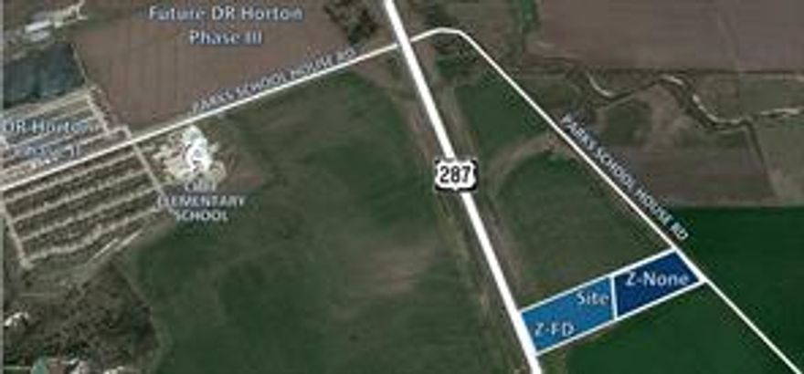 Fifteen fine acres in Waxahachie, Texas, headed north on Hwy 287.  Located 15 minutes from historic downtown, where antique shops and dining are available.  En route to historic downtown off of Parks School House Road, you will see residential developments Clift Estates and a new developments Camden Park, Camden Park II, Clift Estates phase V addition, and Saddlebrook Estates located 3 miles away will be adding more homes.  A new housing development was just recently announced on Parks School House Rd.  Oliver E. Clift Elementary School and these developments are two miles from this property.  This is a great development opportunity.  Take advantage of this rapidly growing area.
