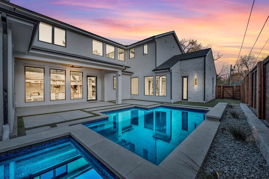 Nestled in the heart of Lakewood proper, this remarkable property built by Brandie Homes and designed by Emerson James sits on a prime corner lot with thoughtful detail at every turn.  Home features a modern floor plan that begins with a stunning foyer and is complemented with unique features  including sophisticated wallpaper and designer tile throughout. 
With five bedrooms, including two downstairs, this home offers both privacy and convenience. The layout also includes a spacious game room, two washer dryer rooms, powder bath, and mudroom.
The design combines timeless and modern elegance graced with a Wolf range, Subzero refrigerator, and luxurious prep kitchen that is as stylish as it is functional.

Step outside into your backyard oasis complete with a sparkling pool, firepit and turf area. This home truly embodies the optimal blend of charm and sophistication all within close proximity to White Rock Lake, Lakewood Elementary, Lake Hill prep, lush parks, and Lakewood’s renowned dining and shopping.