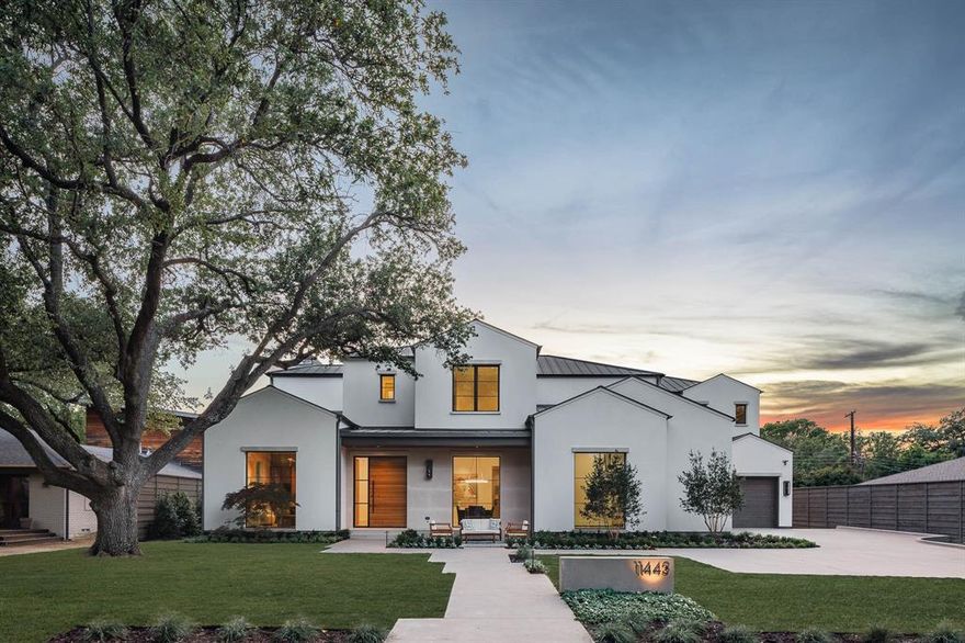 Sophisticated Danes Custom Homes new construction on a quiet street in coveted Preston Hollow completed in April 2024.  Exceptional floor plan with five bedrooms en suite including downstairs primary and oversized guest suite, private study, and formal dining room. With designer finishes throughout by Brette Jacques Interiors, the quality of the construction and materials in this home will not disappoint.  The culinary kitchen includes custom fluted white oak cabinetry with Taj Mahal quartzite slab countertops and backsplash, Wolf & Subzero appliances, two dishwashers and a well planned walk-in pantry.  Custom Western slider doors open from the kitchen and family room to screened loggia with outdoor kitchen and gas fireplace overlooking the large landscaped backyard. The private primary suite is well appointed with elegant bathroom and oversized closet. Other features include white oak hardwoods, gameroom, mud and office area, adundant walk-in storage and 3 garage spaces.