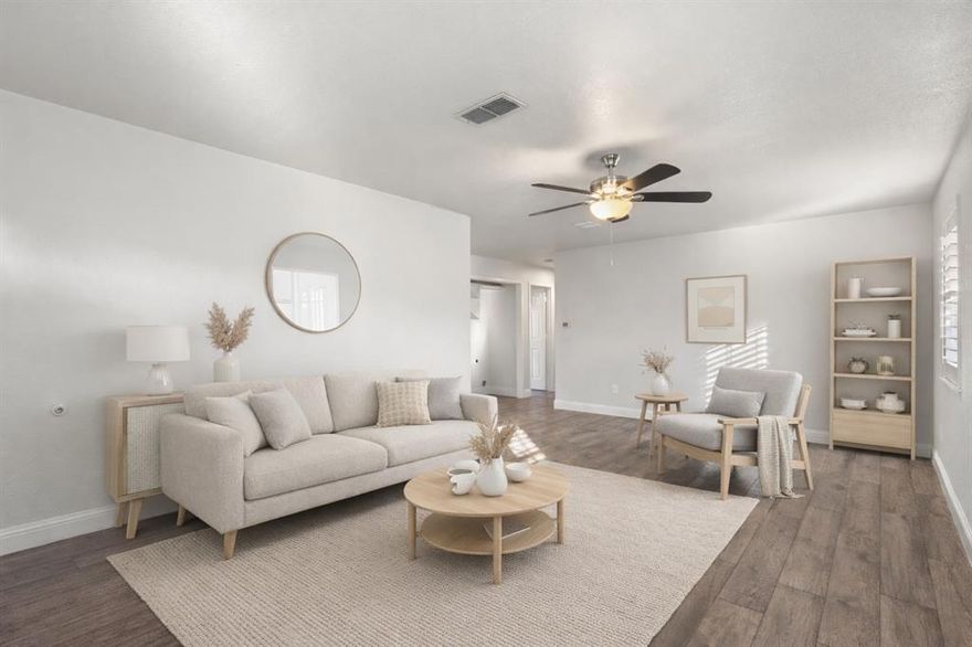 Welcome to this beautifully updated home! Remodeled in 2021, this home seamlessly blends comfort, style, and modern convenience. The open, bright layout is enhanced by plantation shutters throughout, creating a welcoming atmosphere for family and friends. The kitchen and bathrooms feature elegant quartz countertops, while the primary suite boasts a sleek glass walk-in shower. Enjoy the added storage shed installed in 2022, a coved carport, and the peace of mind that comes with updated plumbing in 2024. Nestled close to Chaparral Trail and just minutes from the charm of historic downtown Farmersville, this home offers both a tranquil retreat and excellent investment potential. Ideal for anyone seeking a stylish, move-in-ready property with thoughtful upgrades and strong rental appeal. Don’t miss the opportunity to make this meticulously maintained home yours!