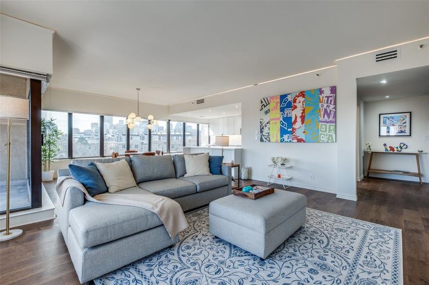 Welcome to one of LaTour’s most refined residences—an elegantly remodeled 3-bedroom, 2-bath home offering 1,971 sq. ft. of effortless luxury on the 5th floor. Thoughtfully redesigned in January 2025, this home is perfect for anyone seeking a turnkey lifestyle with no compromise on quality or comfort.

Rich engineered hardwoods flow throughout the open-concept living and dining areas, while the chef’s kitchen impresses with professional-grade Frigidaire appliances, sleek quartz countertops, and modern cabinetry—ideal for entertaining or quiet evenings in.

The spacious primary suite features a spa-like bath with double vanities, a walk-in shower, and ample closet space. Secondary bedrooms offer flexible use as guest rooms, a home office, or a hobby space. A standout feature: a smart privacy switch in the main bath allows windows to frost with a simple touch—offering both convenience and elegance.

LaTour is known for its premier amenities and lock-and-leave convenience, including 24-hour concierge, fitness center, sauna, resort-style pool, and even tennis, pickleball, and basketball courts. Two garage parking spaces are included.

Downsize your maintenance—upgrade your lifestyle. Discover why LaTour remains one of Uptown’s most sought-after addresses.