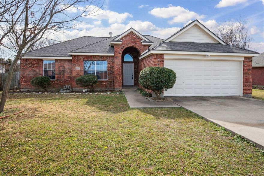 Inviting single-story, move-in-ready red-brick 3-bed, 2-bath 2002 home in Gunter features a light and bright open flexible floor plan on a large .38-acre interior lot. The spacious primary bedroom includes an ensuite bath with dual sinks and a large walk-in closet, providing both comfort and convenience. Recent updates and improvements—such as a new roof, fresh interior and exterior paint, new LED lighting, ceiling fans, vinyl plank flooring, and a new garage door opener—add value and modern appeal.

Expansive, fenced backyard perfect for outdoor activities, gardening, recreation, and entertaining. Prime location in central Gunter, just blocks from all three Gunter ISD campuses.

Gunter, Texas, is a rapidly growing small town with a family-friendly atmosphere, offering a tranquil rural feel with modern amenities, excellent schools, and proximity to Sherman, Frisco & US 75, the Dallas North Tollway, and Highway 289