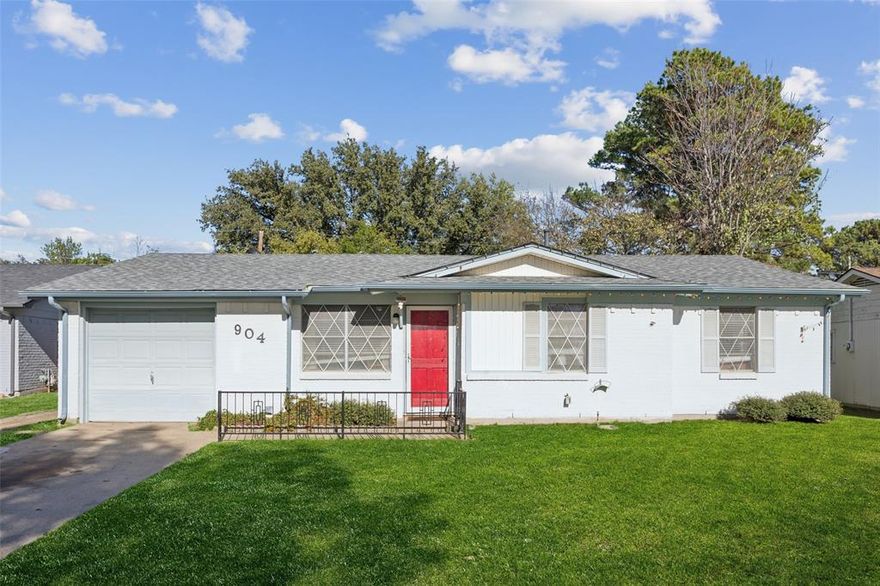 Charming and inviting, this delightful home sits in a quiet, established neighborhood and welcomes you with adorable curb appeal. Inside, the functional and comfortable floorplan features a spacious living-and-dining room combo perfect for everyday living or entertaining. The bright, well-appointed kitchen offers ample cabinet storage, sleek stainless steel appliances, and a desirable gas range. The peaceful primary suite includes a generous walk-in closet and an ensuite bathroom with a crisp, clean walk-in shower. Two additional cozy bedrooms share a well-maintained full bath. All bedrooms and the living room are equipped with ceiling fans to help keep cool during warm Texas days and nights. Step outside to the Texas-sized, fully fenced backyard—an expansive outdoor space ideal for relaxing, gardening, or gathering with friends. The garage provides room for a full-size side-by-side washer and dryer, plus secure parking for one car and additional storage. Situated in a fantastic Bedford location close to schools, shopping, and entertainment, this charming gem is ready to welcome its next owner. Schedule your private showing today!