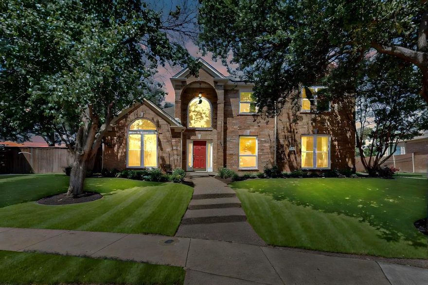Go ahead — cancel your other showings. Welcome to Parks of Carrollton, where the
neighbors are the kind you actually wave to — and this 3,846-sqft Pulte home on a
quiet cul-de-sac steps from Hutton Park Trail is the one the whole street will notice
is finally taken. Primary suite and private study with built-in cabinets downstairs.
Three oversized bedrooms, game room, AND a media room upstairs — so well insulated
you can run a movie marathon without waking anyone next door. Five bedrooms when life
calls for it. SOLAR PANELS (2023) paid off at closing — that's free energy from day
one. ALL NEW windows (2023) built for heat reduction, new upstairs HVAC (2024), new
dishwasher and refrigerator (2024), EV charger wired in (2023), attic reinsulated
(2022), chimney and entire siding replaced (2024). These aren't cosmetic updates —
every major system has been addressed. Inside: travertine and engineered wood floors,
granite counters, gas fireplace, and a kitchen built to keep you in the conversation
at every gathering — breakfast bar, double oven, gas cooking, bay window light pouring
in. Primary retreat: 20x16, custom closet system, sitting area, ensuite bath. Out
back: multiple mature shade trees, large usable yard, board-on-board privacy fence,
covered porch, and an OVERSIZED fenced driveway with RV access that's a rare find at
this price. Seller concessions available. Carrollton-Farmers Branch ISD. Just in time
for summer.