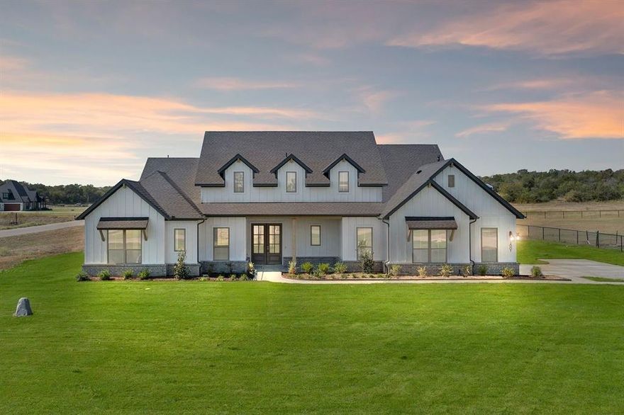 MLS# 21103901 - Built by Coventry Homes - Const. Completed Oct 15 2025 ~ Welcome to your dream home in the scenic Ash Creek neighborhood of Springtown, Texas! Built by Coventry Homes, Build on Your Lot, this stunning Fayetteville floor plan offers the perfect blend of modern luxury and peaceful country charm. Spanning almost 3,000 square feet, this thoughtfully designed home features 3 spacious bedrooms, 2.5 bathrooms, and an open-concept layout ideal for both everyday living and entertaining. The expansive primary suite is a true retreat, complete with a dedicated sitting room—perfect for a study, nursery, or cozy reading nook. The home also boasts a large formal dining area and a private study, offering plenty of flexible space to suit your lifestyle. Premium finishes include luxury vinyl plank flooring, quartz countertops, stainless-steel appliances and custom built-in shelving, all crafted with attention to detail and timeless appeal. Designed with energy efficiency in mind, this home combines style and sustainability in one exceptional package. Nestled on a generous 2-acre lot, you’ll enjoy privacy, space, and the tranquility of rural living—all just a short drive from city conveniences.