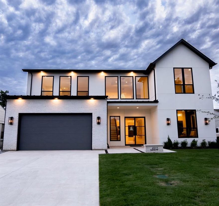 New construction in the highly coveted Bird Streets. Elegance abounds with open spaces, natural light, and chic architecture. Primary suite and washer & dryer hook-up options available on both levels.  Features include a chef's kitchen with quartzite counters, top-of-the-line appliances, a walk-in butler’s pantry and solid oak hardwood floors throughout.  First floor primary suite offers a serene retreat with luxurious bathroom with dual showers, soaking tub and expansive walk-in closet. Offering 4 bedrooms with en suites, a home office and a large versatile flex space with a balcony overlooking the resort-style pool with sun ledge and bubblers. Your outdoor sanctuary with covered porch, outdoor kitchen and fireplace awaits. Perfect for entertaining or relaxing.  Every detail has been curated to provide harmony, style and functionality. Includes a tankless water heater, whole-house water filter and EV-ready garage.  Minutes from Highland Park Village, Love Field, Inwood and DNT.