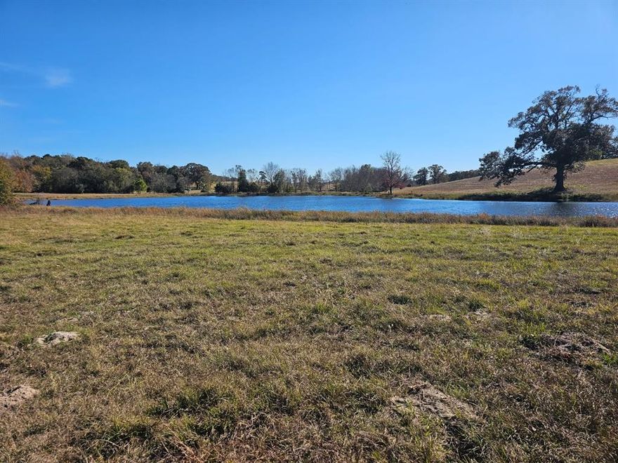 One of the most unexpected beauties in all of East Texas. All on 60.549 +- acres. Three stunning lakes with one being about 5+- acres. All three are crystal clear. 60-40 Split pasture-woods. Big hill with almost forever views. Deer-hogs-ducks-pair of eagles. The most prominent place for your home on the hill. Power & water at the road.