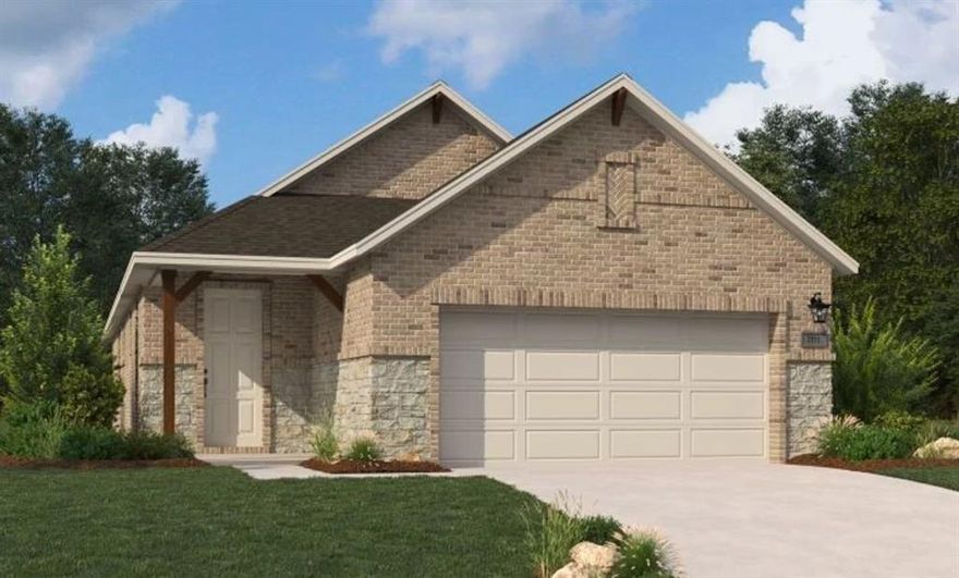 MLS# 21228144 - Built by Ashton Woods Homes - May 2026 completion! ~ New home by Ashton Woods located in Pilot Point, TX. Designed with the Noir Collection, this home features high contrasts and gold finishes. This spacious, one-story home showcases a sunlit open kitchen-dining-living area with views of the covered patio. The primary suite features vaulted ceilings and includes a spacious bath featuring a walk-in shower and a roomy closet. Two secondary bedrooms share a full bathroom with a dual sink vanity. This energy efficent home is complete with a landscaping package, sprinkler system, and much more!
