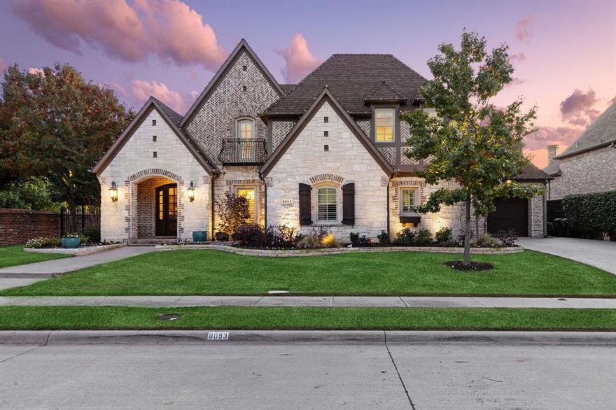 Located in highly sought-after Chapel Creek & backing to a tree-lined walking trail, this 4-bed, 4.1-bath home features architectural details & upgrades galore, including a stone entry feature wall, exquisite moldings, beautiful lighting, quartzite counters, hand-scraped wood floors, custom cabinetry, & built-ins throughout. Chef’s kitchen w island, Thermador appliances, & large pantry flows to living room w fireplace & separate wet bar w wine fridge. Sliding doors seamlessly access outdoor living area w fireplace, oversized pool w water & fire features, & private backyard. Primary retreat pampers w free-standing jetted tub, luxurious shower & custom closet. Large home office w custom built-ins, separate craft room, powder bath, guest ensuite bedroom, & large media room add to the main floor features. Unwind upstairs w 2 additional large ensuite bedrooms & spacious game room. 3-car garage has space for a workshop. Thoughtful landscaping provides lush privacy for this exceptional home.