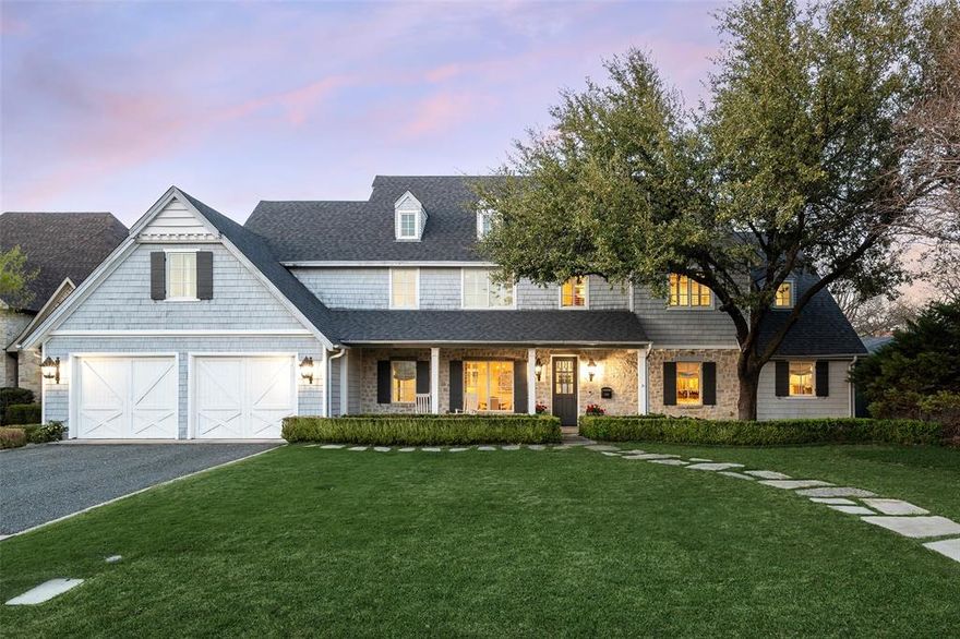 Located in the heart of Preston Hollow, this custom Cape Cod–style residence designed by renowned architect Robbie Fusch and built by esteemed builder Jeremy Durrett as his personal home. The result is a masterfully crafted property that embodies thoughtful design, exceptional quality, and timeless elegance. The home offers 6 bedrooms and 7.5 baths, seamlessly blending refined living with everyday comfort.  A gracious entry welcomes you into light-filled interiors defined by clean lines, balanced proportions, and an unwavering attention to detail. High-quality materials and architectural integrity are evident throughout. The first-floor primary suite serves as a private retreat, complete with a sitting area, a beautifully appointed marble bath, and dual walk-in closets.  The chef’s kitchen is both functional and stunning, featuring an oversized marble island, gas cooktop, double ovens, eat-in area and breakfast room. Designed for effortless entertaining, the kitchen flows seamlessly into a warm and inviting living space with beamed ceilings, a gas fireplace, and picturesque views of the backyard. French doors extend the living experience outdoors, opening to exceptional spaces including a covered loggia, an oversized outdoor gas fireplace, a pool and spa (2021), pergola, and an expansive turfed lawn. A built-in grill enhances the setting, creating the perfect environment for year-round entertaining. Additional highlights include a formal dining room with butler’s pantry and walk-in closet, a private study with full bath and separate entrance—ideal as a sixth bedroom, guest suite, or home office—and two laundry rooms, one on each level. An impressive 820 sq ft of walk-in attic space offers excellent potential for future expansion. The composition roof was fully replaced in 2024.  Blending classic Cape Cod architecture with modern livability, this builder’s personal residence presents a rare opportunity in one of Dallas’s most sought-after neighborhoods.