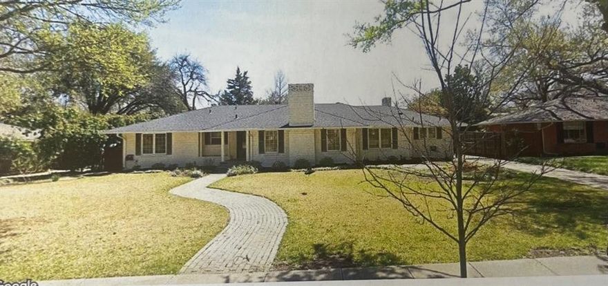 A beautiful neighborhood and a large 100 x 157 lot!  A well known architect has designed plans for a large, new home, over 6,000 sq ft available to purchase at a discount. This property is located in Highland Park ISD, with some of the best schools in Dallas. The surrounding homes and neighborhoods are breathtaking and are easily accessible to schools, shopping, major freeways and airports. Also, the current home can be remodeled.  Make 7514, Greenbrier your new address and build the home of your dreams!