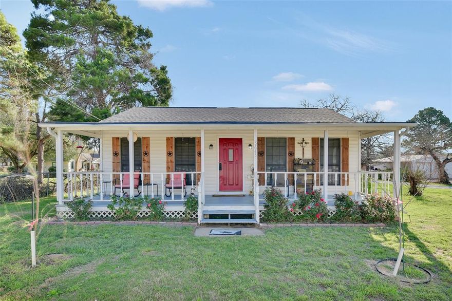 Super cute farm house on a beautifully treed half acre lot with a carport, garage and shop. It's not far outside the metroplex with two large bedrooms and a full bath with linen space. There's room in the large kitchen for a breakfast table or island with barstools. The formal dining can be whatever space you need. Do you work from home and need an office area? Maybe a children's retreat? Relax outside on either the front or back porch. The entire lot is fenced, so bring your animals too. There's a gated entrance and extended drive. Fridge, washer, and dryer included. Come see!