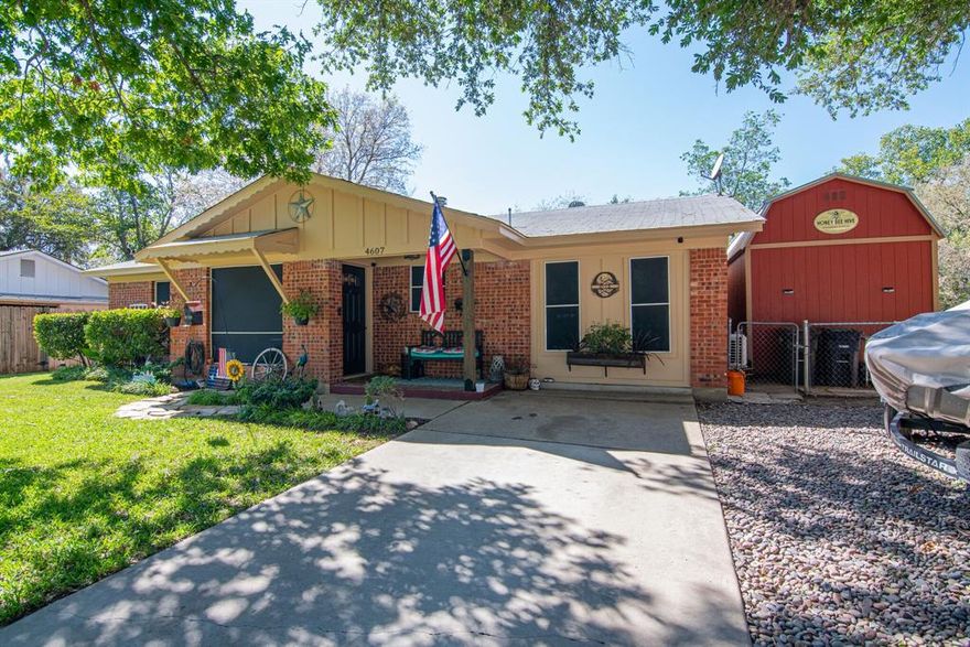 Incredibly Charming and Updated Home with Oversized Primary Suite! Located in a desirable area only steps to Grandlake Park, this 3BR 2BA property delights with mature landscaping and beautiful exterior brick accents. Bursting with natural light, the tidy interior features an openly flowing floorplan, a cheerful color scheme, neutral flooring, and a living room with a wood-burning stove. Rich with universal appeal, the kitchen includes wood cabinetry, white appliances, gas range, and an adjoining dining area. All bedrooms are generously sized with dedicated closets, while the primary bedroom is a recent garage conversion features a huge closet and chic compact en suite bathroom. Offering privacy, the backyard has an extended concrete patio, built-in firepit, and plenty of room for entertaining. Other features: paved driveway, laundry area, roof 2014 approx, water heater 2021, HVAC 2021, 10X16 storage shed, near shops and schools, and more!