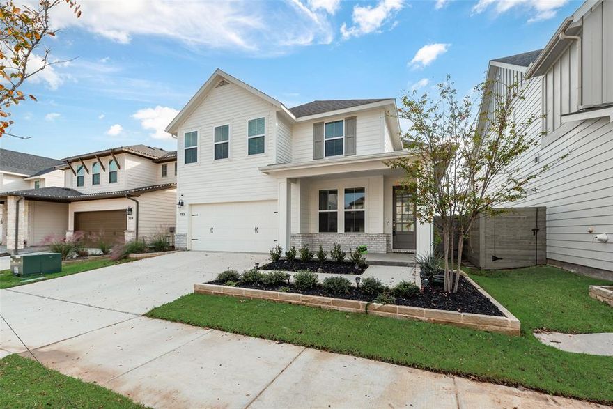 Welcome to 733 Peaceful Lane — a beautifully crafted 2024-built home in the heart of Argyle, TX. This modern 3-bedroom plus an office, 2.5-bath residence blends contemporary design with everyday comfort, offering an inviting layout ideal for both relaxation and entertaining. Step inside to find an open-concept living space filled with natural light, elevated by stylish finishes and thoughtful details throughout. The chef-inspired kitchen features sleek cabinetry, quartz countertops, a spacious island, and stainless-steel appliances - perfect for weeknight meals or hosting friends and family. The primary suite upstairs provides a calming retreat with a well-appointed en-suite bath and generous closet space. Two additional bedrooms offer flexibility for guests or growing households. A conveniently located half bath adds everyday ease. Built in 2024, this home offers energy-efficient features, modern systems, and low-maintenance living. Outside, enjoy a peaceful setting on a quiet lane in one of Argyle’s sought-after communities - just minutes from top-rated schools, shopping, dining, and major commuter routes. Move-in ready and designed for today’s lifestyle, is the perfect place to call home. Fridge, washer and dryer remains with the home for tenants' use!